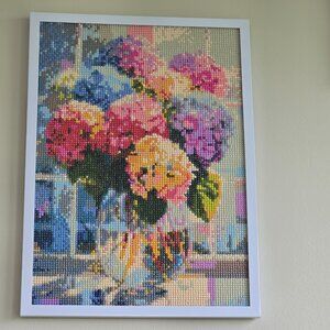 Finished Diamond Art Painting Flowers in Vase